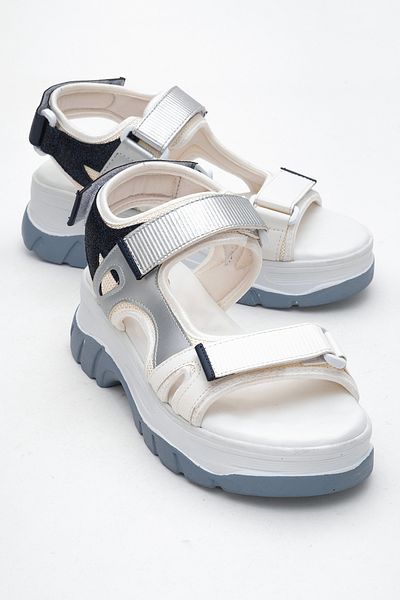 LuviShoes 4740 Sandale de damă cu bandă alb bleumarin