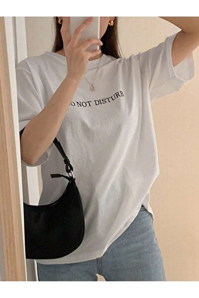 DAXİS Sportwear Company KADIN Do Not Disturb Baskılı Bisiklet Yaka Tişört