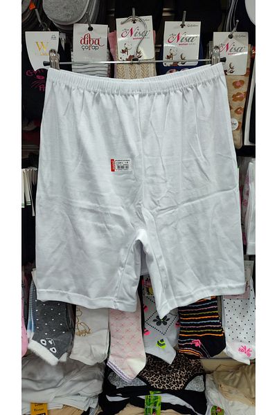 Reyhanlar Women's 3 Pack 100% Cotton Combed Rib Fabric Fold Long Short Leggings Panties White