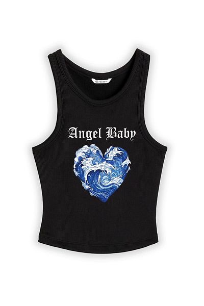 Trendiz Women's Angel Baby Strappy Tank Top Black 9013