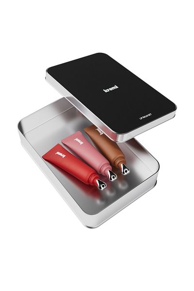 Kremi Lip Balm Set with Metal Box Gift - Red, Coffee, Nude, Moisturizing and Lip Gloss