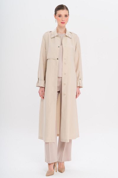 Olcay Modal Trench Coat χωρίς επένδυση με λεπτομέρεια ραφής αντίθεσης TAŞ 6717