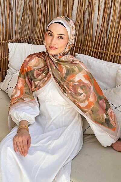 lamelif Flower Pattern Cotton Shawl Beige