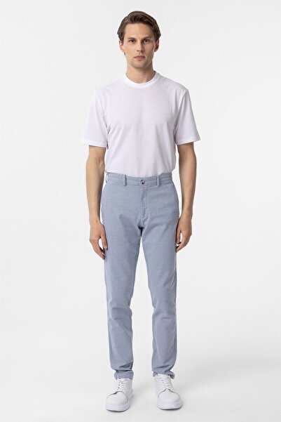 SÜVARİ Mavi Slim Fit Armürlü Kanvas Pantolon