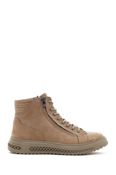 Derimod Beige Nubuck Leather Men's Casual Boots - Double Zipper, Model 24wfd7001v3