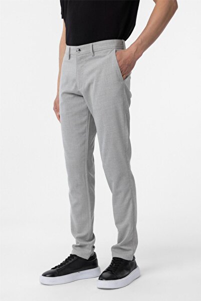 SÜVARİ Gri Slim Fit Desenli Kumaş Pantolon