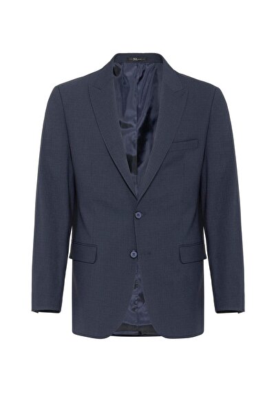 SÜVARİ Lacivert Regular Desenli Sivri Yaka 6 Drop Klasik Takım Elbise