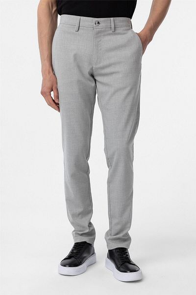SÜVARİ Γκρι υφασμάτινο παντελόνι με σχέδιο Slim Fit