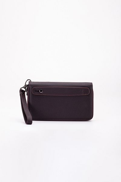 Niki Leather Τσάντα χειρός Morata από γνήσιο δέρμα καφέ με φερμουάρ