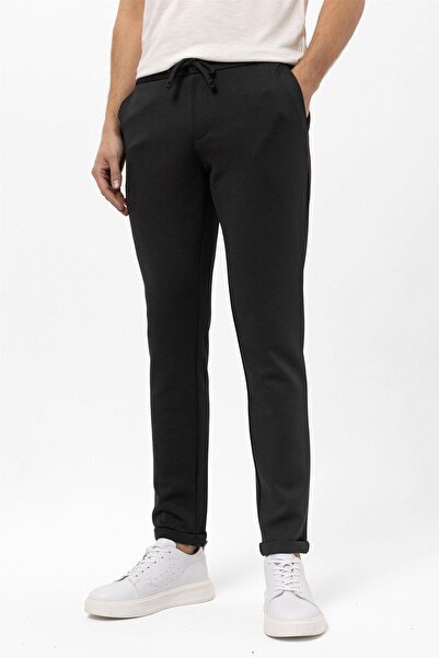 SÜVARİ Siyah Slim Fit Düz Jogger Pantolon