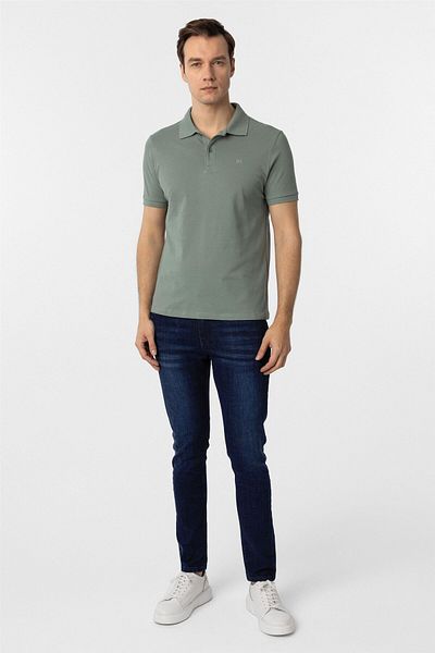 SÜVARİ Μπλουζάκι Water Green Slim Fit με μονόχρωμο γιακά πόλο