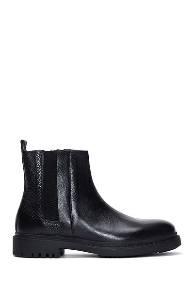 Derimod Black Leather Men's Casual Boots - Zippered, 24wfd6304ft