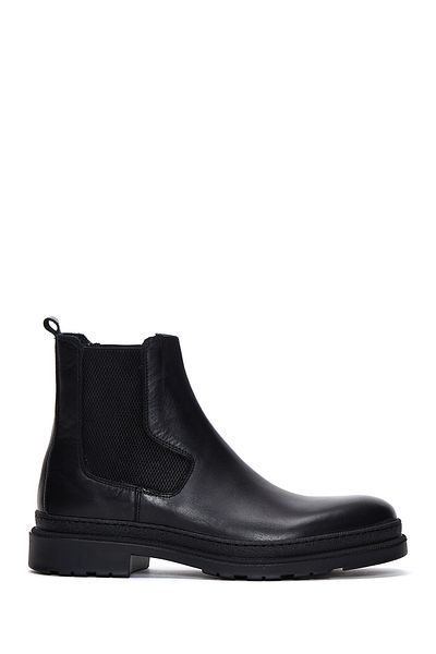 Derimod Men's Black Leather Casual Chelsea Boots 24Wfd 630118