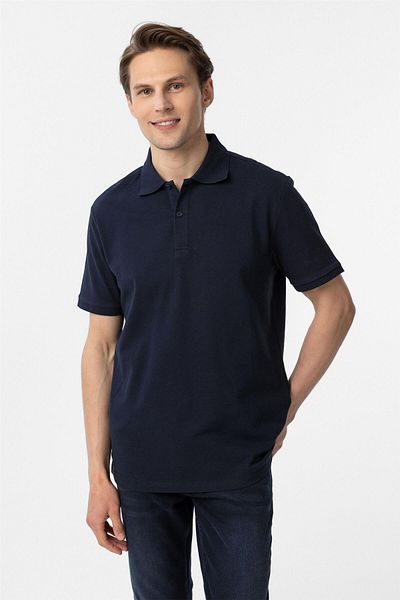 SÜVARİ Μπλουζάκι με γιακά πόλο Navy Blue Regular Dobby
