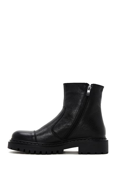 Derimod Black Leather Men's Casual Boots - Zippered, 24wfd 700618