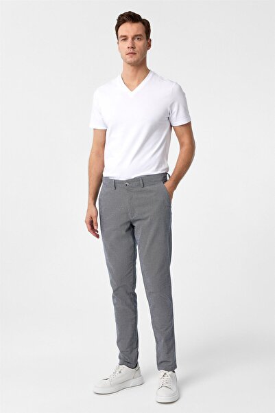SÜVARİ Lacivert Slim Fit Armürlü Kanvas Pantolon