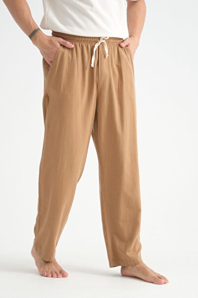 Redline Luxe Erkek Baggy Keten Karışımı Rahat Pantolon Bol Paça Yeni Sezon