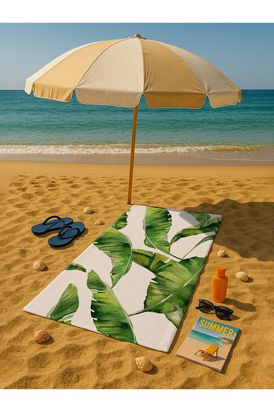 AİRYCOT Tropical Leaves Beach Towel