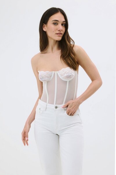 C&City Прозорий фантазійний бюстгальтер з мереживом 6003 Екрю