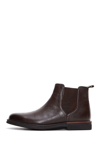 Derimod Men's Brown Leather Casual Chelsea Boots 24Wfd6402Ft