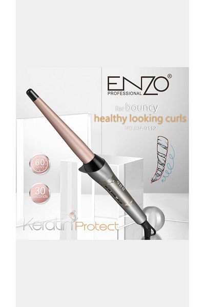 ENZO EN-9112 Custom Hair Tool 360 Degree Rotating Hair Crimper Conical Curling Iron