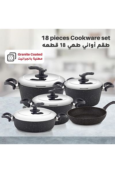 Cady One 18-piece Granite Non-stick Cookware Set With Stainless Steel Lid 109-5002-03-02