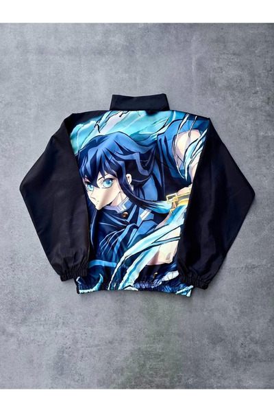 velmorafashion Velmora Zippered Digital Printed Windbreaker - Black -