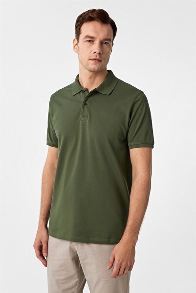 SÜVARİ Μπλουζάκι με λαιμόκοψη πόλο χακί εφαρμοστό