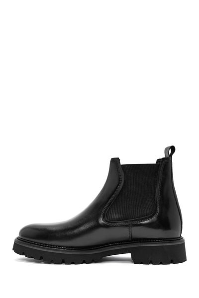 Derimod Men's Black Leather Chelsea Boots 24Wfd 740118
