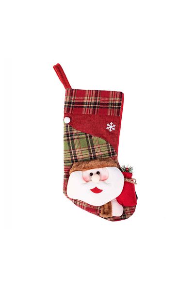 Springos Decorative Boot, Gift Sock with Santa Claus Figurine in Relief, 42x25 Cm, ​​Red