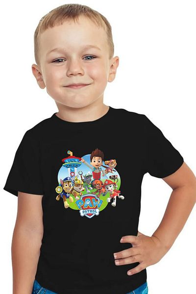 Store Paw Oil Pattern Printed Children's Black Tshirt