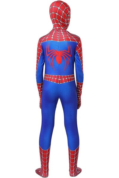 EvrikaUnity Costum primul Om-Paianjen pentru copii, Supererou, Spiderman, 7-8 ani, 150 cm, Rosu / Albastru