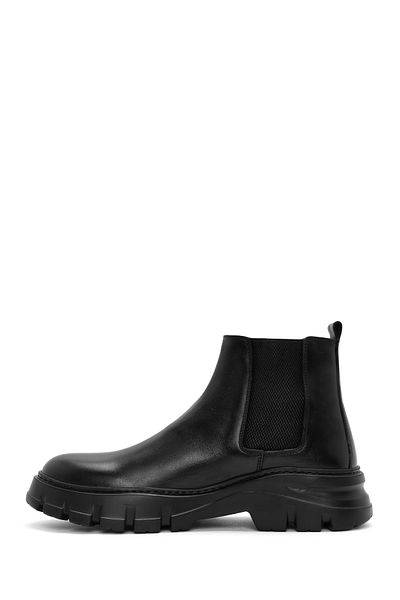 Derimod Men's Black Thick Soled Leather Casual Chelsea Boots 24Wfd 633218