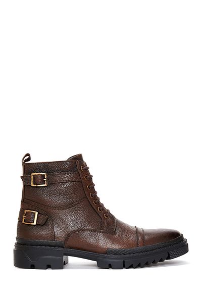 Derimod Brown Leather Lace-Up Men's Boots - 24Wfd6201Ft