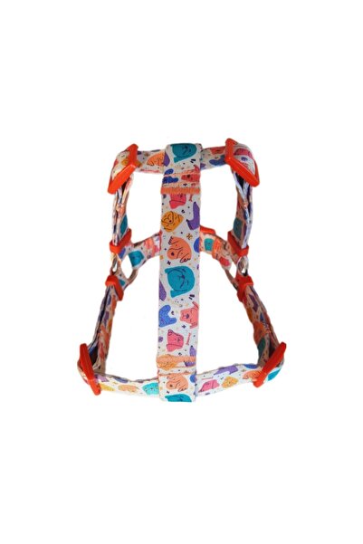 MiaBona Colorful Dogs Model Yüksek Kaliteli Dijital Baskılı, Renkli Köpek Desenli Göğüs Tasması Harness