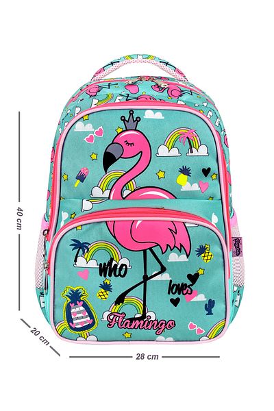Sona Park Licensed Flamingo Set of 3 Primary School Bag, Thermal Lunchbox and Pencil Case Set