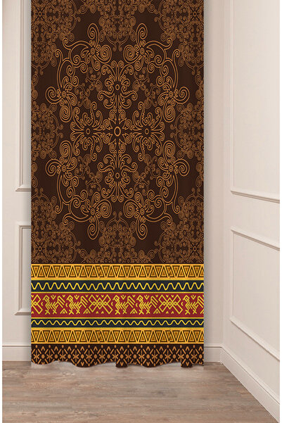 GREENDECOR Perdele de fundal modernă și elegantă, autentică, anatoliană, cu model etnic, cu design special digital cu imprimeu (cu o singură aripă)