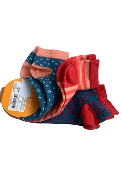 Madame Coco Karcsi Women's 3-Pack Booties Socks Size 35-39 Orange Red Blue