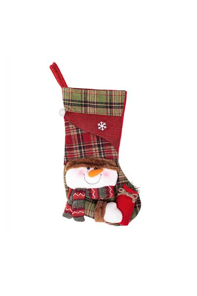 Springos Decorative Boot, Gift Sock Type Snowman Figurine in Relief, 42 Cm