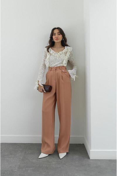 Havoş Salmon Draped Palazzo Trousers