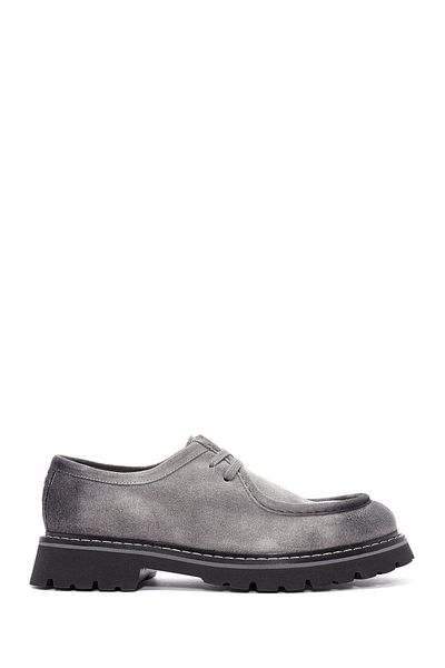 Derimod Men's Gray Lace-Up Suede Leather Casual Shoes 24Wfd 740510