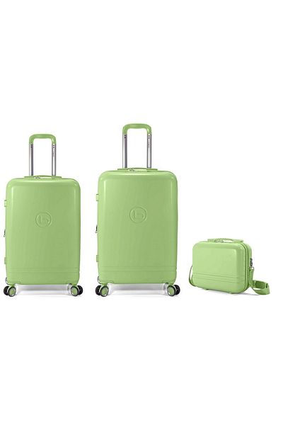 Benzi Set Extensibil Bz 5827, 1 Bagaj De Mână, 1 Bagaj De Cală, 1 Geantă Cosmetice, Abs, Verde