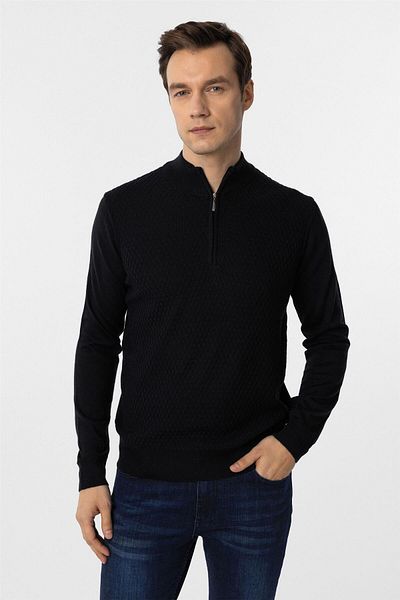 SÜVARİ Navy Blue Regular Patterned Cardigan