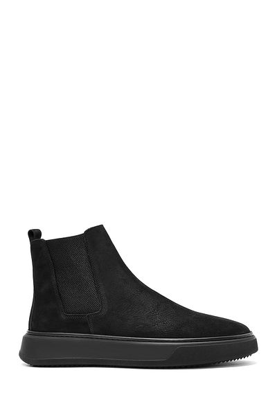 Derimod Men's Black Nubuck Leather Chelsea Boots 24Wfd6324V3