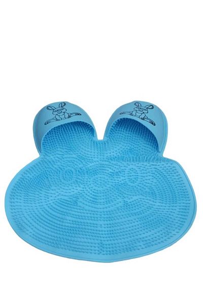 ABYZ Covoraș de duș din silicon, formă de iepuraș, masaj pentru picioare, curățare, 45x45 cm, culoare turcoaz ®™