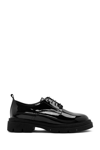 Derimod Black Patent Leather Women's Shoes - Lace-Up, Masculine 24Wfd 161916