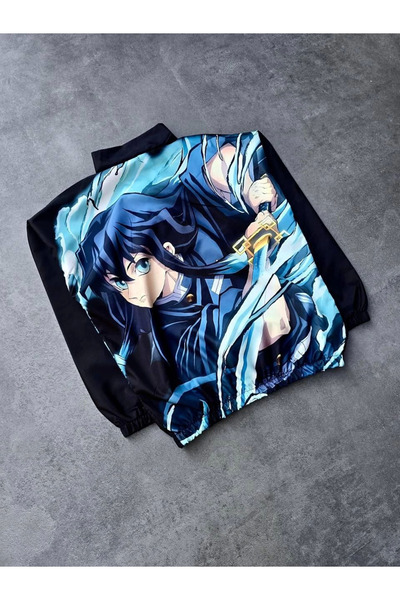 velmorafashion Velmora Zippered Digital Printed Windbreaker - Black -