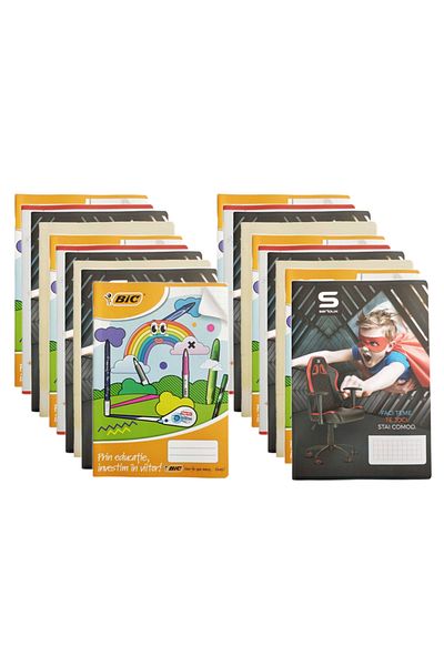 Ropet Student Notebook Set A4, 48 sheets, 10 math, 10 dictation, polychrome cover, 20pcs