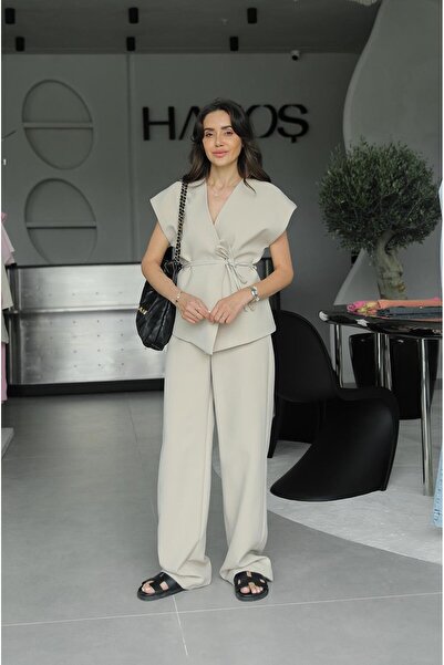 Havoş Σετ παντελόνι με γιλέκο με κορδόνια Stone Color Atlas