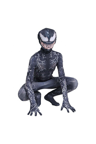 EvrikaUnity Costum Venom cu multe Fulgere pentru Copii, Set cu masca, Super-Erou, 3-4 ani, 110, Negru/ Alb